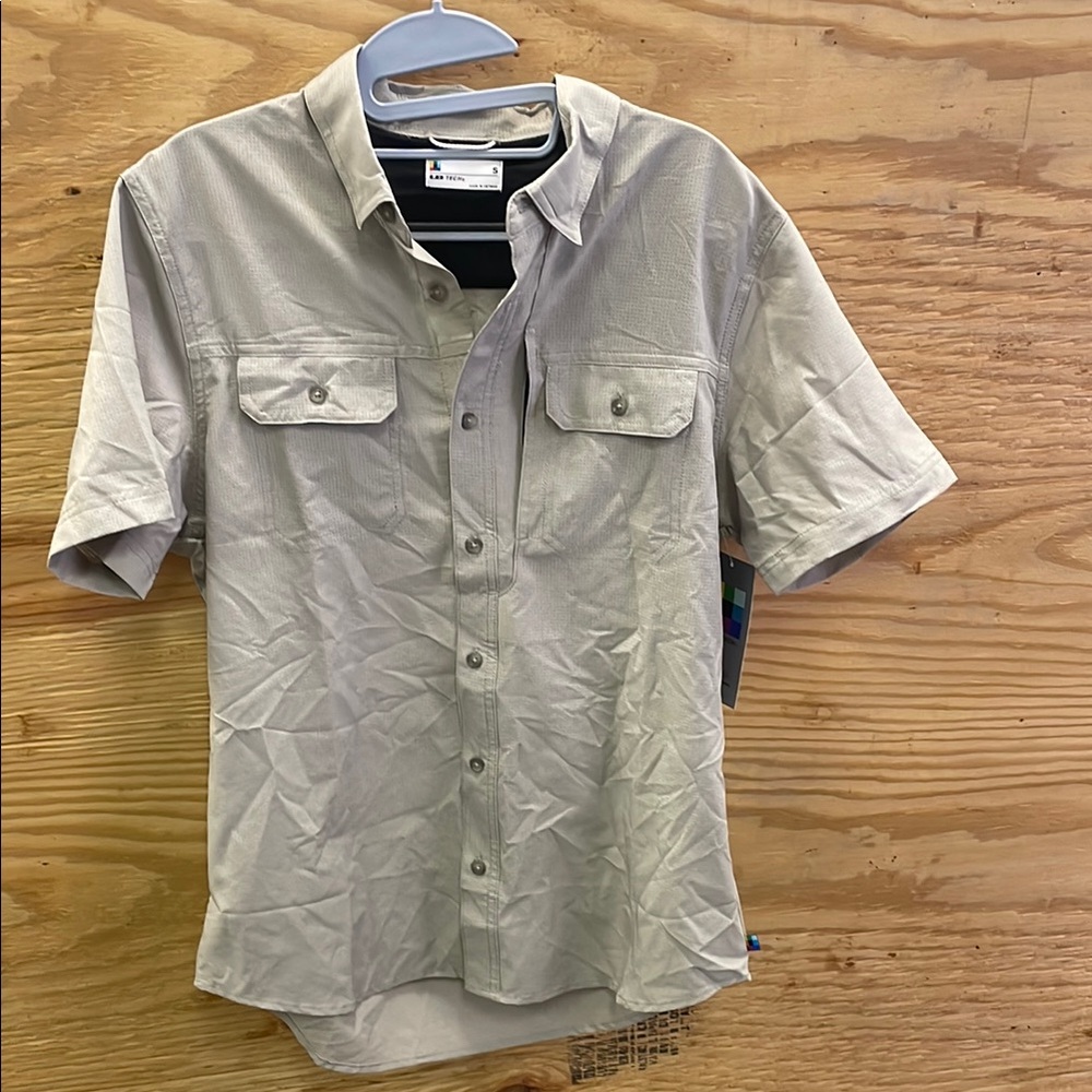 Tan Casual Button Down Shirt with Lightweight Fabric